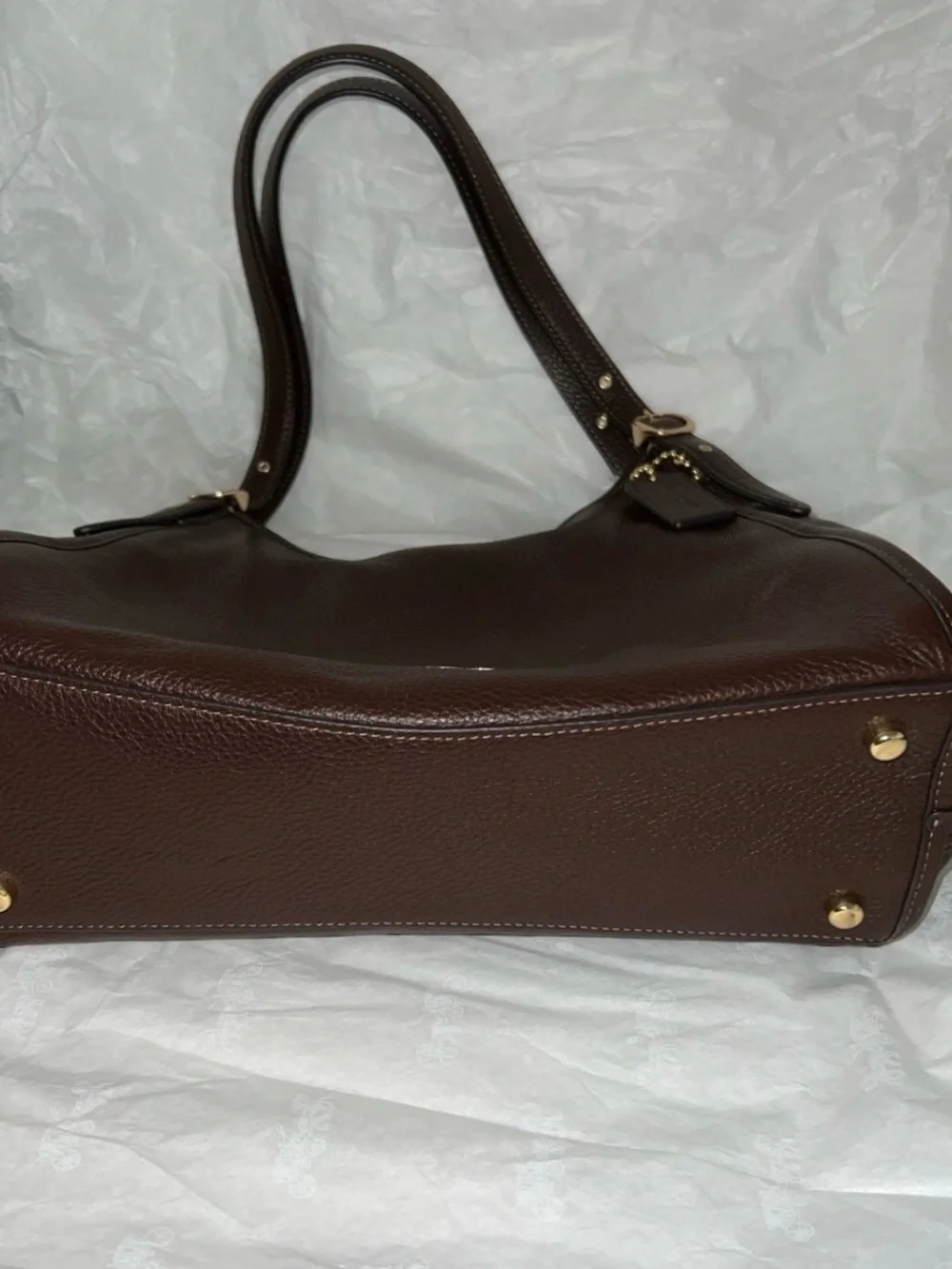 Coach Erin Pebbled Leather Shoulder Bag in Dark Brown